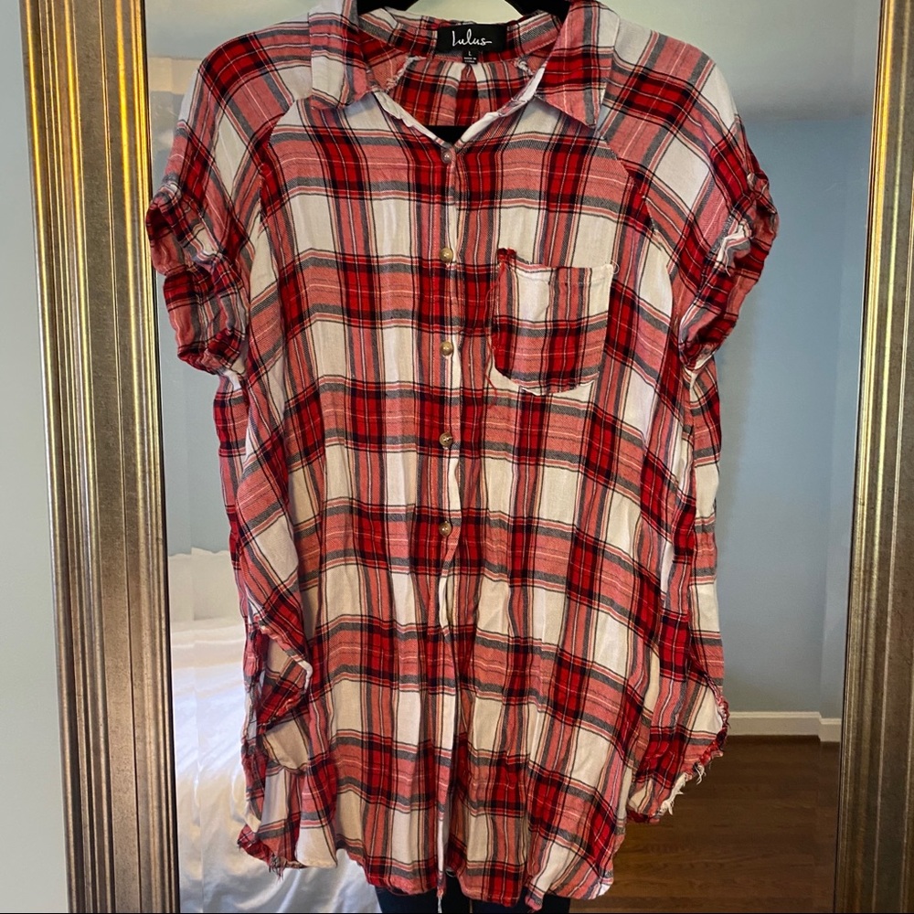Red flannel blouse